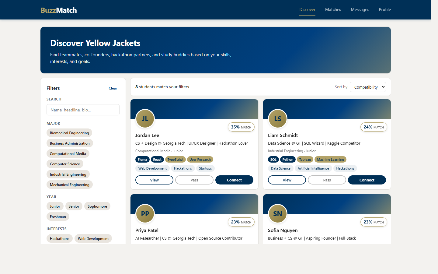 BuzzMatch home page